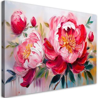 Lerretsbilde, Blomstrende rosa peonblomster