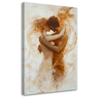 Lerretsbilde, Naken par forelsket Beige