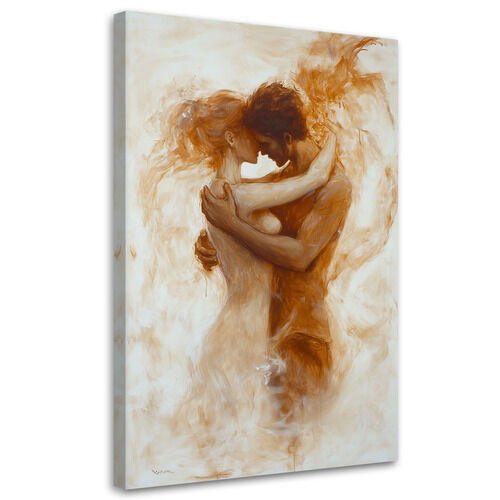 Lerretsbilde, Naken par forelsket Beige