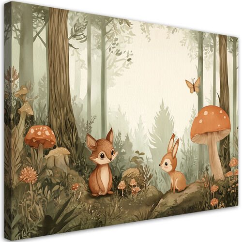 Lerretsbilde, Skogdyr Natur Beige
