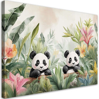 Lerretsbilde, Pandaer i blomster Planter