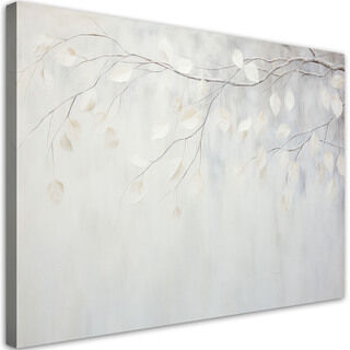 Lerretsbilde, Beige planteblader kvister natur boho