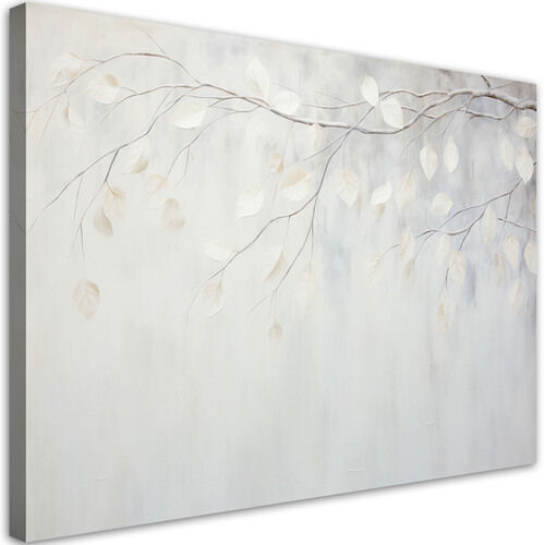 Lerretsbilde, Beige planteblader kvister natur boho