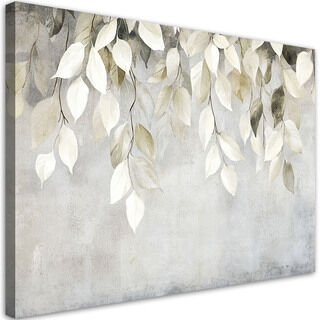 Lerretsbilde, Beige hengende blader kvister betong boho