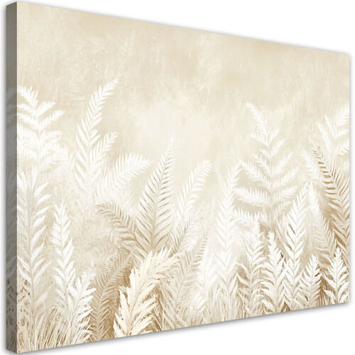 Lerretsbilde, Beige bregneblader fjær boho-stil