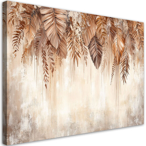 Lerretsbilde, Hengende beige brune blader natur boho