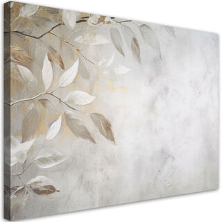 Lerretsbilde, Beige blader grener natur betong boho