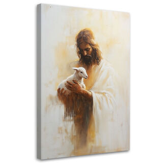 Lerretsbilde, Jesus med lammet i armene