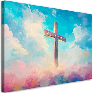Lerretsbilde, Fargerik himmel Kors Religiøst
