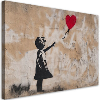 Lerretsbilde, Banksy Jente med ballong Beige