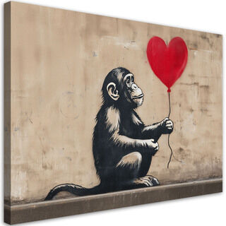 Lerretsbilde, Ape med ballong Banksy Gatekunst