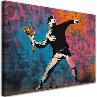 Lerretsbilde, Banksy «Blomsterkaster»