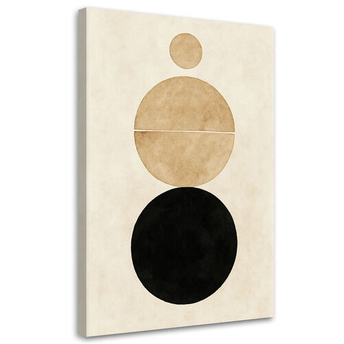Lerretsbilde, Sirkler Minimalisme Svart Beige Geometrisk