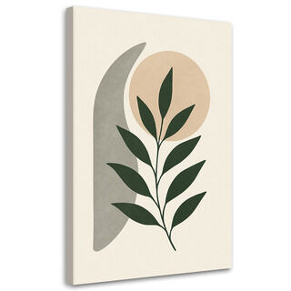Lerretsbilde, Blader gren minimalisme beige grønn