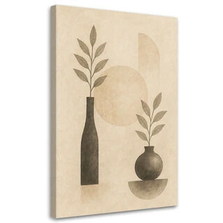 Lerretsbilde, Botanikk vase minimalisme beige moderne
