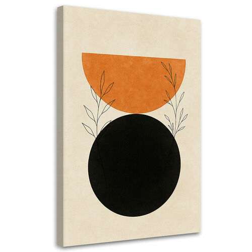 Lerretsbilde, Blader Minimalisme Svart Oransje