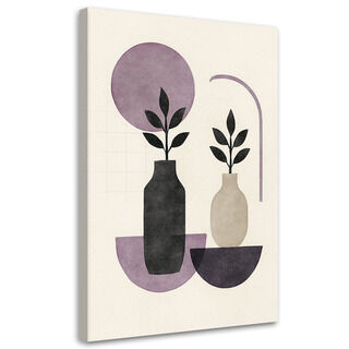 Lerretsbilde, Planter Vase Abstrakt Lilla Beige Minimalisme
