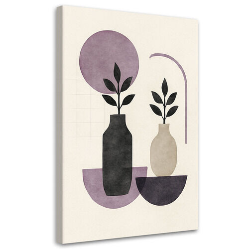 Lerretsbilde, Planter Vase Abstrakt Lilla Beige Minimalisme