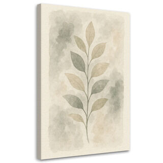 Lerretsbilde, Botaniske blader Akvarell Beige Minimalisme