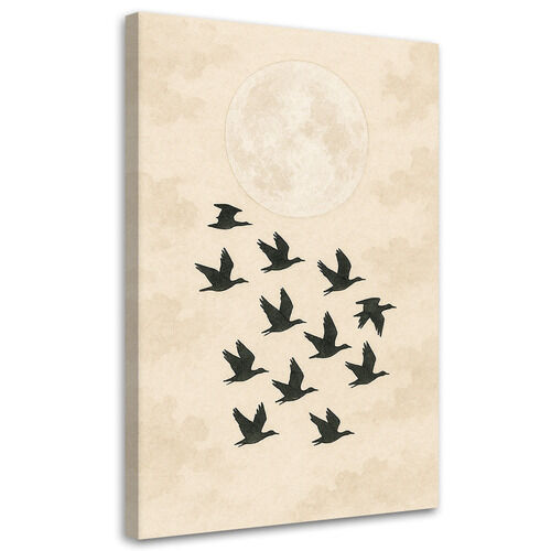 Lerretsbilde, Flygende fugler Minimalisme Beige