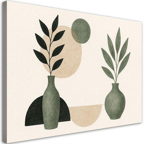 Lerretsbilde, Vaser Grønn Minimalisme Beige Botanikk