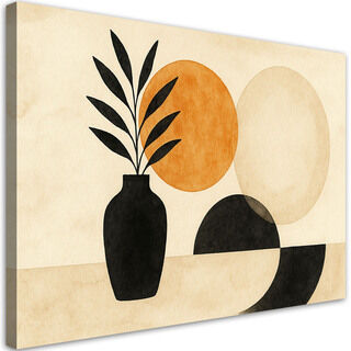 Lerretsbilde, Vase Blader Geometrisk Minimalisme Beige