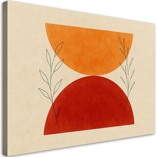 Lerretsbilde, Blader Geometrisk Abstrakt Beige