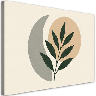 Lerretsbilde, Blader Kvist Minimalisme Grønn Beige