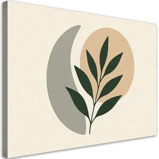 Lerretsbilde, Blader Kvist Minimalisme Grønn Beige
