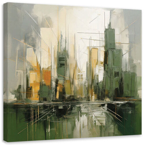 Lerretsbilde, By abstrakt Grønn