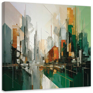Lerretsbilde, By Abstrakt Geometrisk Grønn