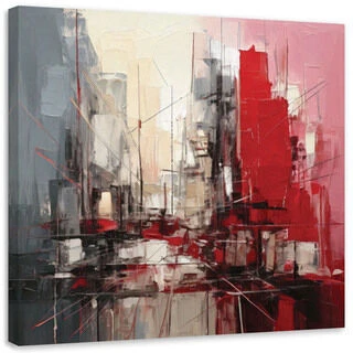 Lerretsbilde, By abstrakt rød arkitektur