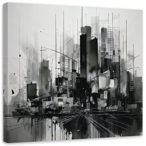 Lerretsbilde, By abstrakt grå moderne