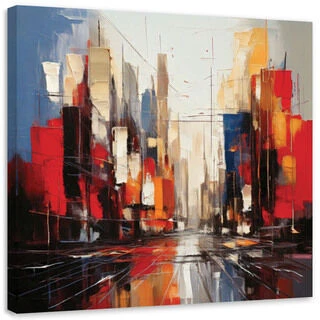 Lerretsbilde, By abstrakt rød