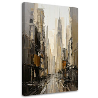 Lerretsbilde, By gatebilde minimalisme beige