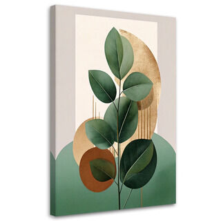 Lerretsbilde, Botaniske blader Gull Beige Minimalisme