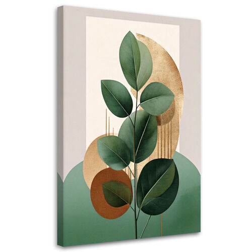 Lerretsbilde, Botaniske blader Gull Beige Minimalisme