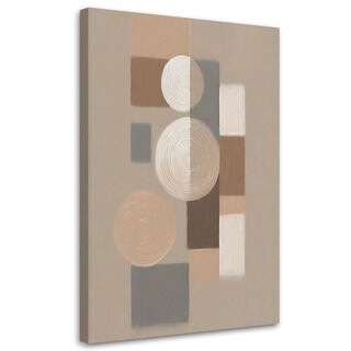 Lerretsbilde, Sirkler rektangler abstrakt beige minimalisme