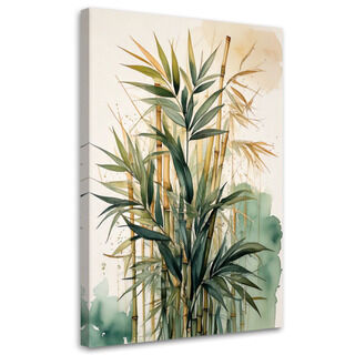 Lerretsbilde, Beige botanisk akvarell bambus natur