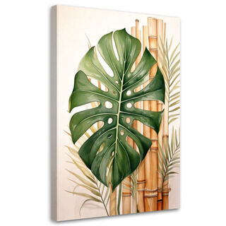 Lerretsbilde, Tropisk bambus monstera blad