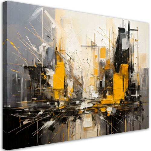 Lerretsbilde, Abstrakt by beige gul