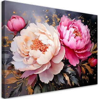 Lerretsbilde, Peoner rosa blomster