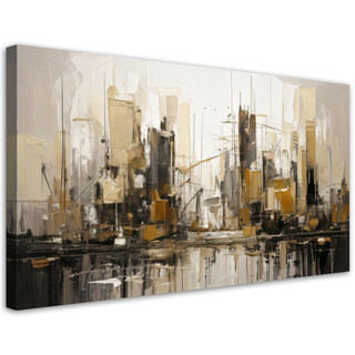 Lerretsbilde, By abstrakt gull beige