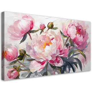 Lerretsbilde, Rosa pioner blomster