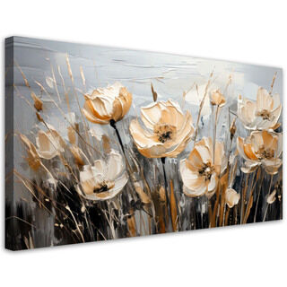 Lerretsbilde, Blomsterbukett akvarell beige gress