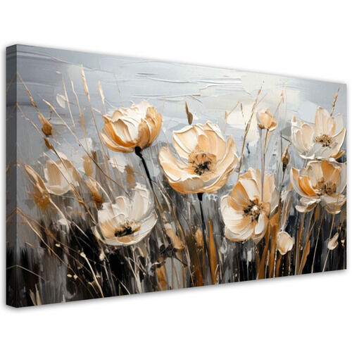 Lerretsbilde, Blomsterbukett akvarell beige gress