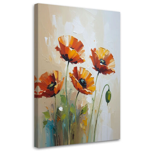 Lerretsbilde, Røde valmuer blomster