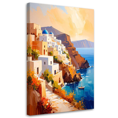 Lerretsbilde, Santorini-øya, Hellas Landskap