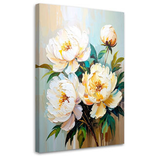 Lerretsbilde, Peoner Hvite blomster Bukett