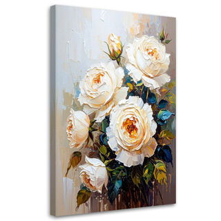 Lerretsbilde, Roser Hvite blomster Bukett